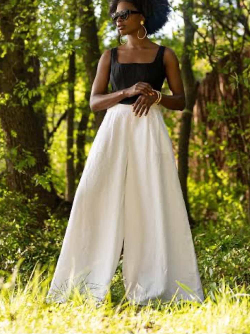 BR super wide leg white linen pants 8